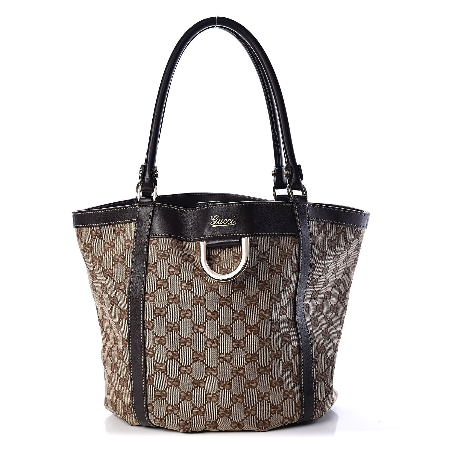 Gucci Monogram Medium D Gold Tote Bag Brown 1 of 15