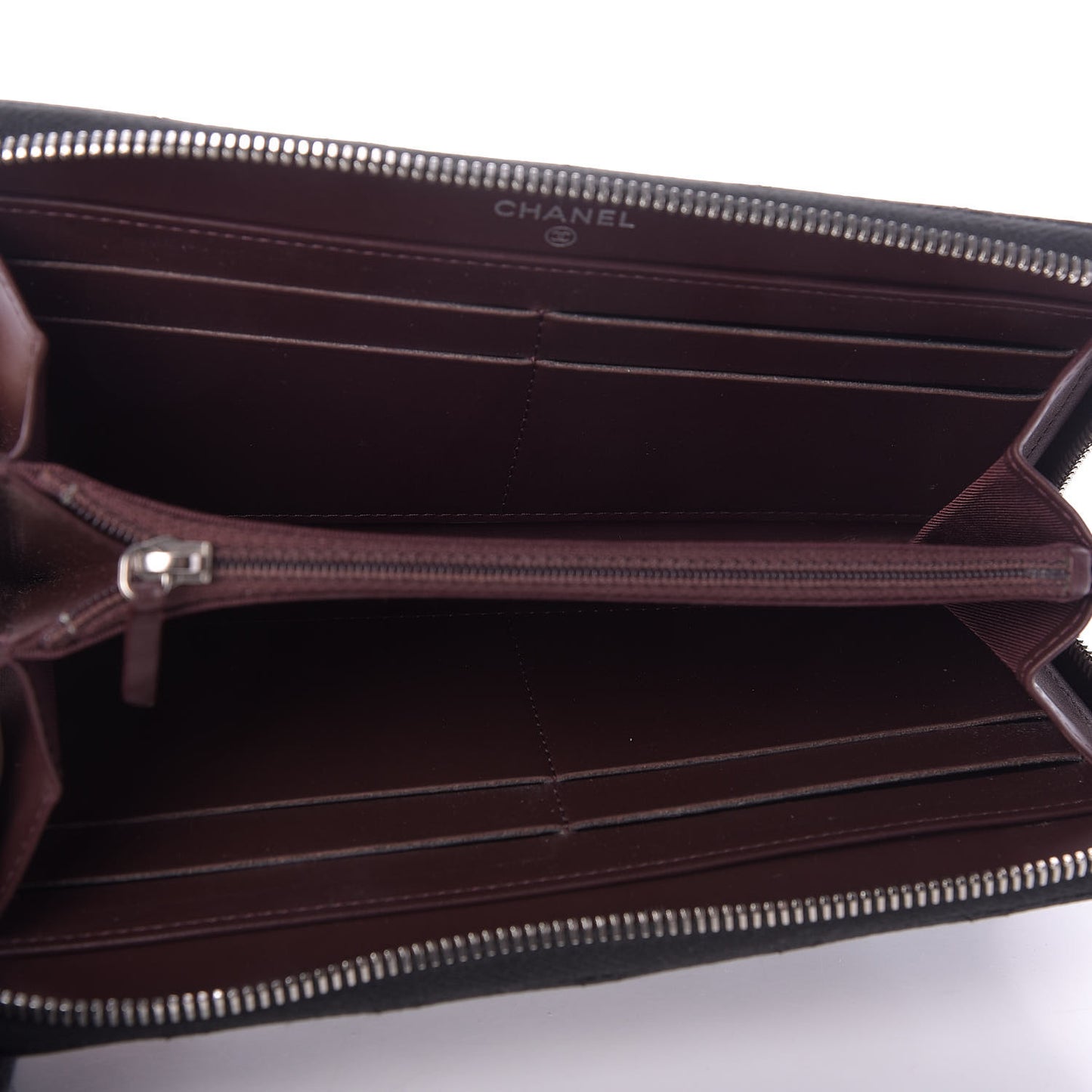 Caviar Quilted Large Gusset Zip Around Wallet Black