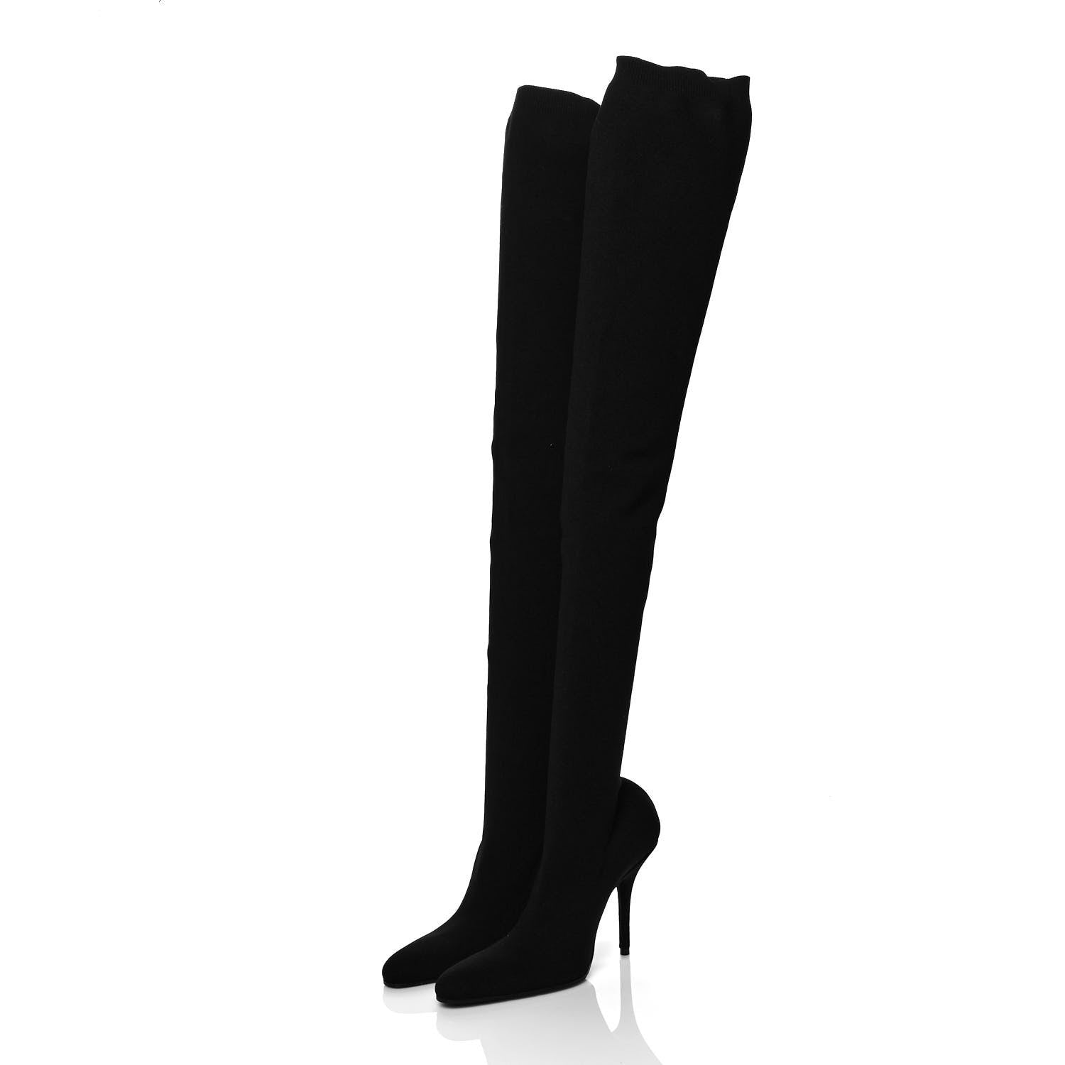 Balenciaga Spandex Round Toe Knife Thigh High Boots 38 Black 3 of 7