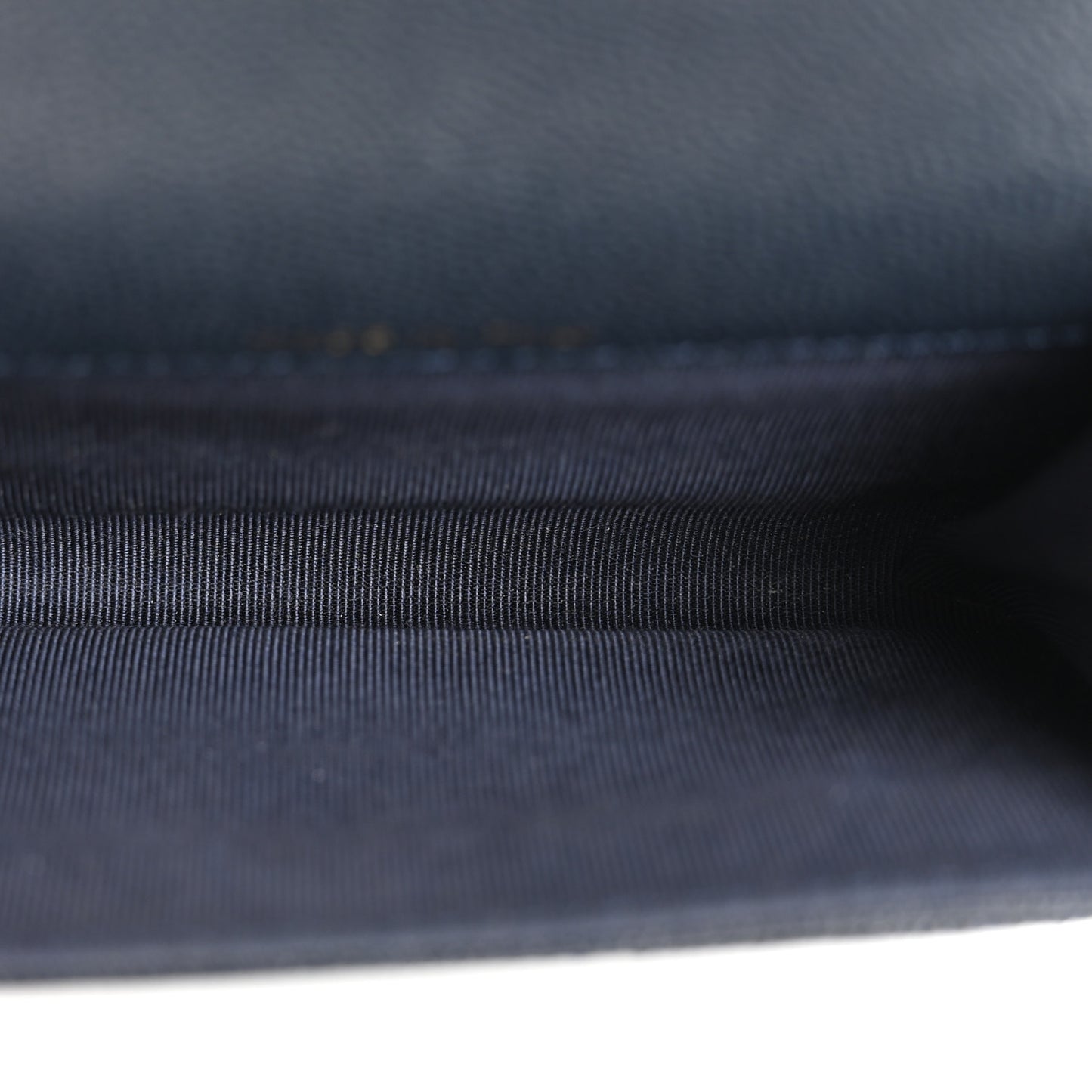 Caviar Quilted Flap Card Holder Wallet Navy Blue