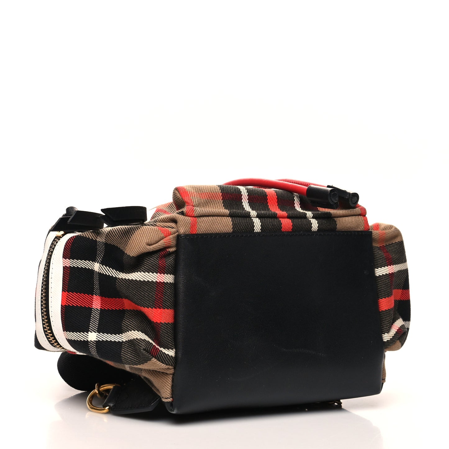 Cotton Check Small Rucksack Backpack Caramel