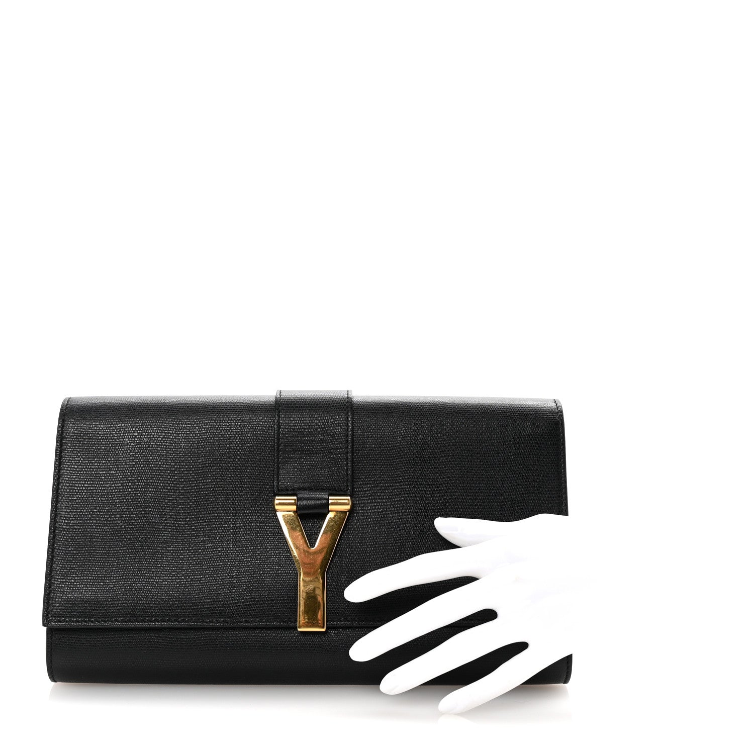 Saint Laurent Textured Calfskin Classic Y Ligne Clutch Black 2 of 6