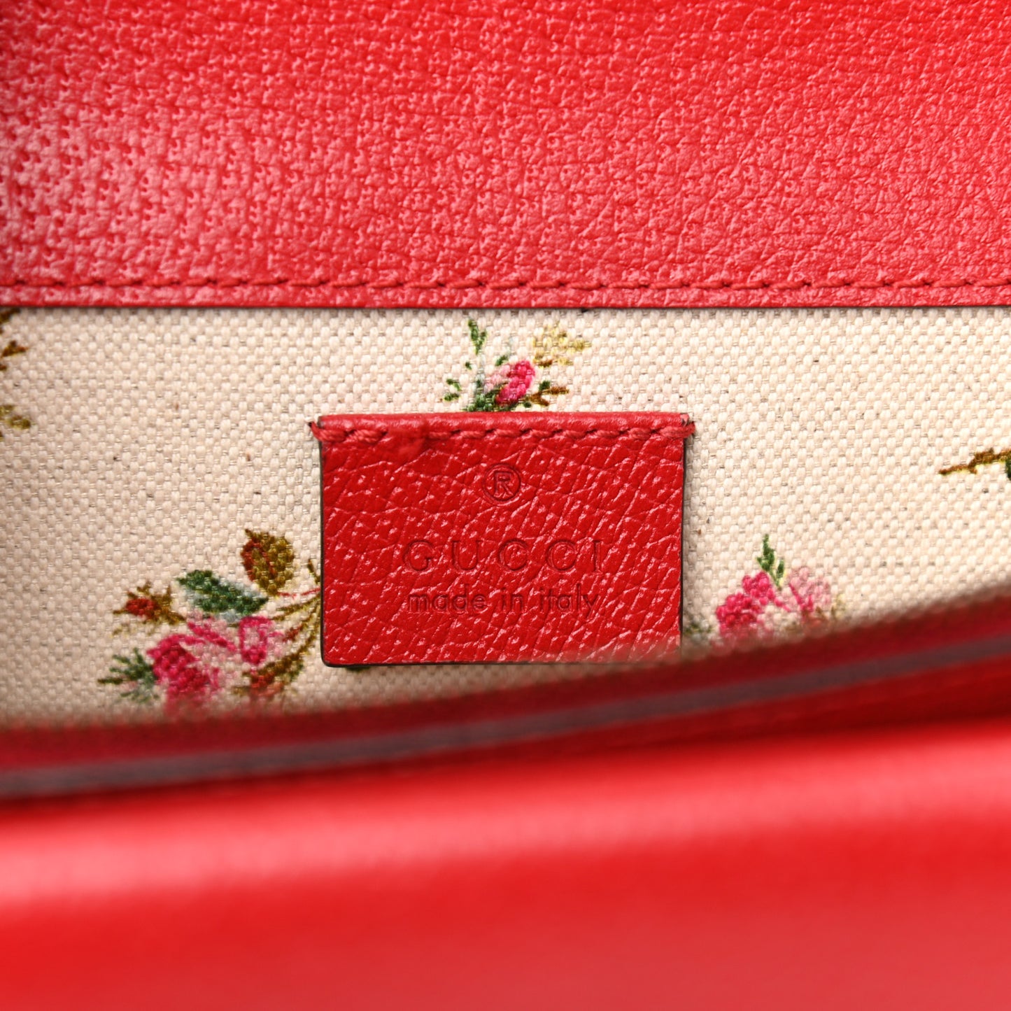 Calfskin Web Floral Embroidered Small Dionysus Shoulder Bag Hibiscus Red