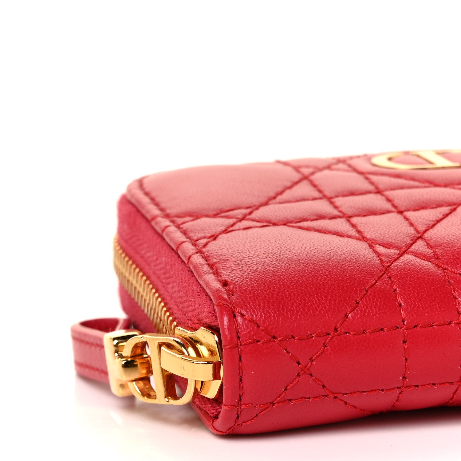 Christian Dior Lambskin Cannage Mini Caro Zipped Pouch Raspberry 6 of 7