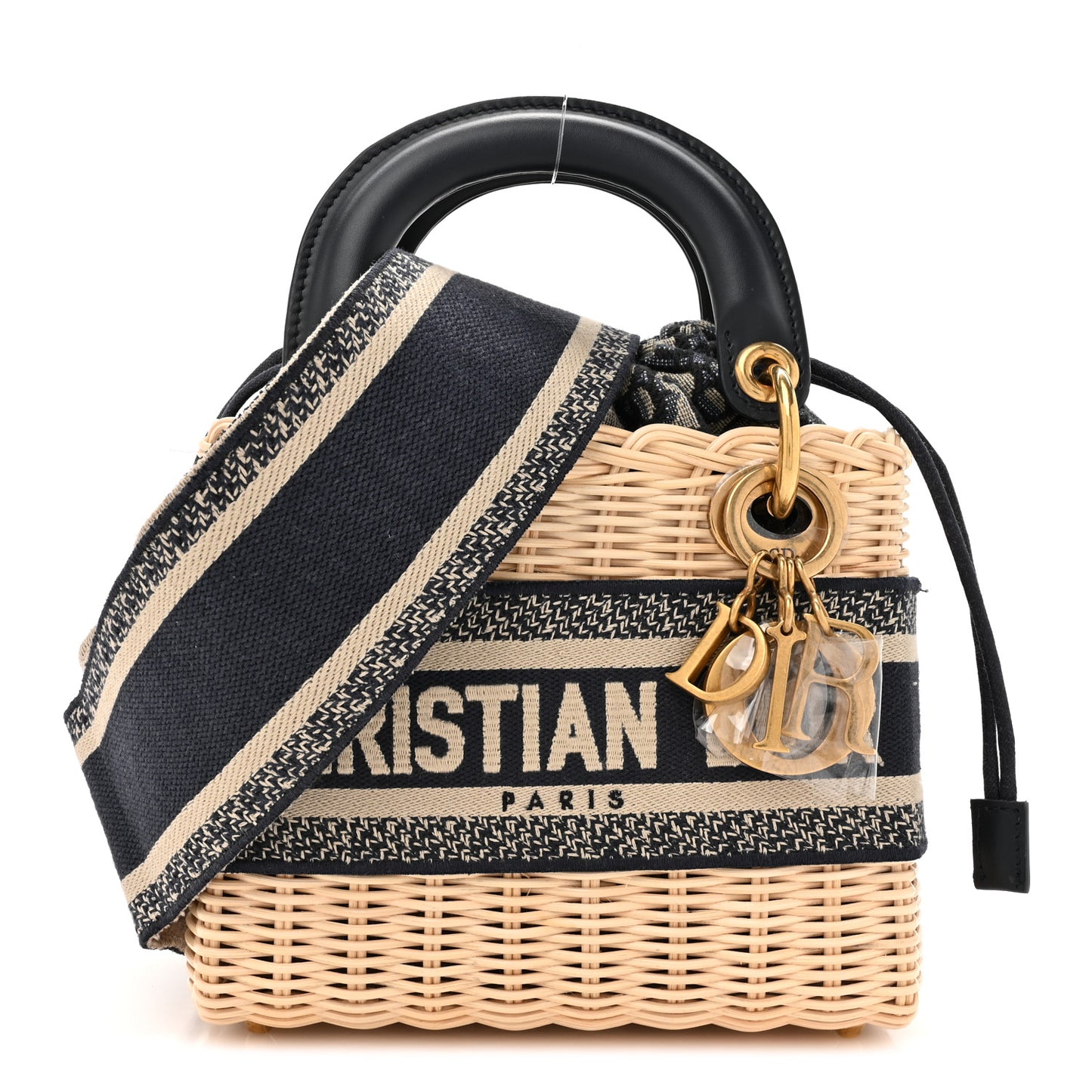 Wicker Oblique Mini Lady Dior Bag Blue