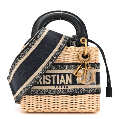 Christian Dior Wicker Oblique Mini Lady Dior Bag Blue 1 of 9