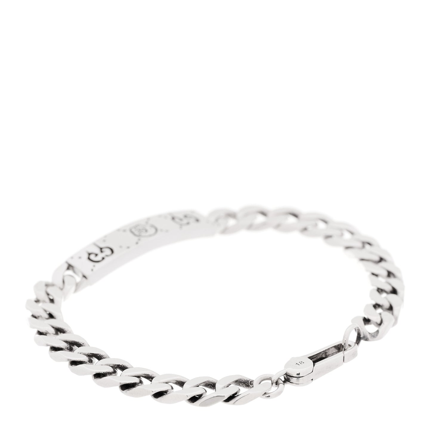 Sterling Silver GucciGhost Hamlet Skull ID Chain Bracelet