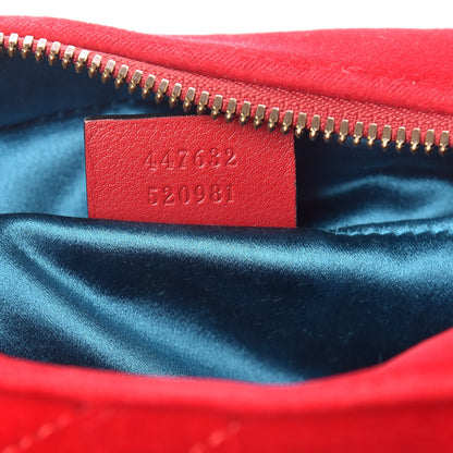 Gucci Velvet Matelasse Small GG Marmont Chain Shoulder Bag Hibiscus Red 7 of 10