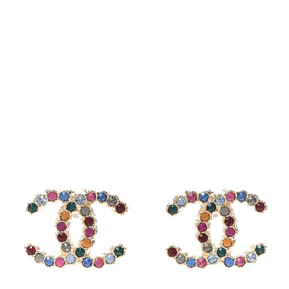 Chanel Crystal Over The Rainbow CC Earrings Gold Multicolor 1 of 5