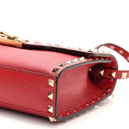 Valentino Garavani Pebbled Calfskin Medium Rockstud Flip Lock Crossbody Bag Red 10 of 10