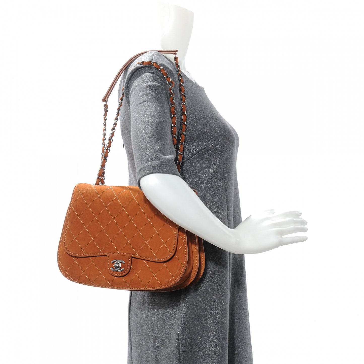 Suede Coco Twin Large Flap Marron