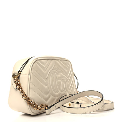 Gucci Calfskin Matelasse Small GG Marmont Chain Shoulder Bag White 3 of 14