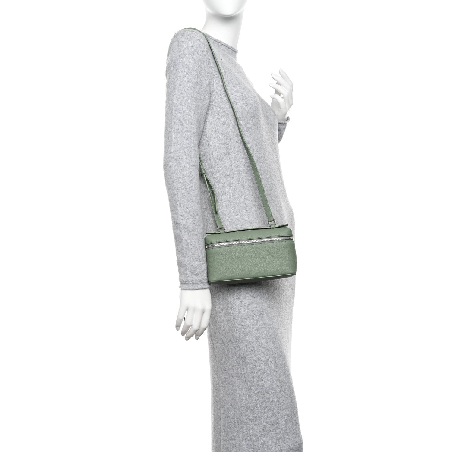 Loro Piana Grained Calfskin L19 Extra Pocket Pouch Sage Brush Leaves 2 of 10
