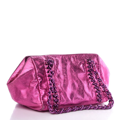 Chanel Metallic Cracked Calfskin Small Modern Chain Tote Fuchsia 3 of 16
