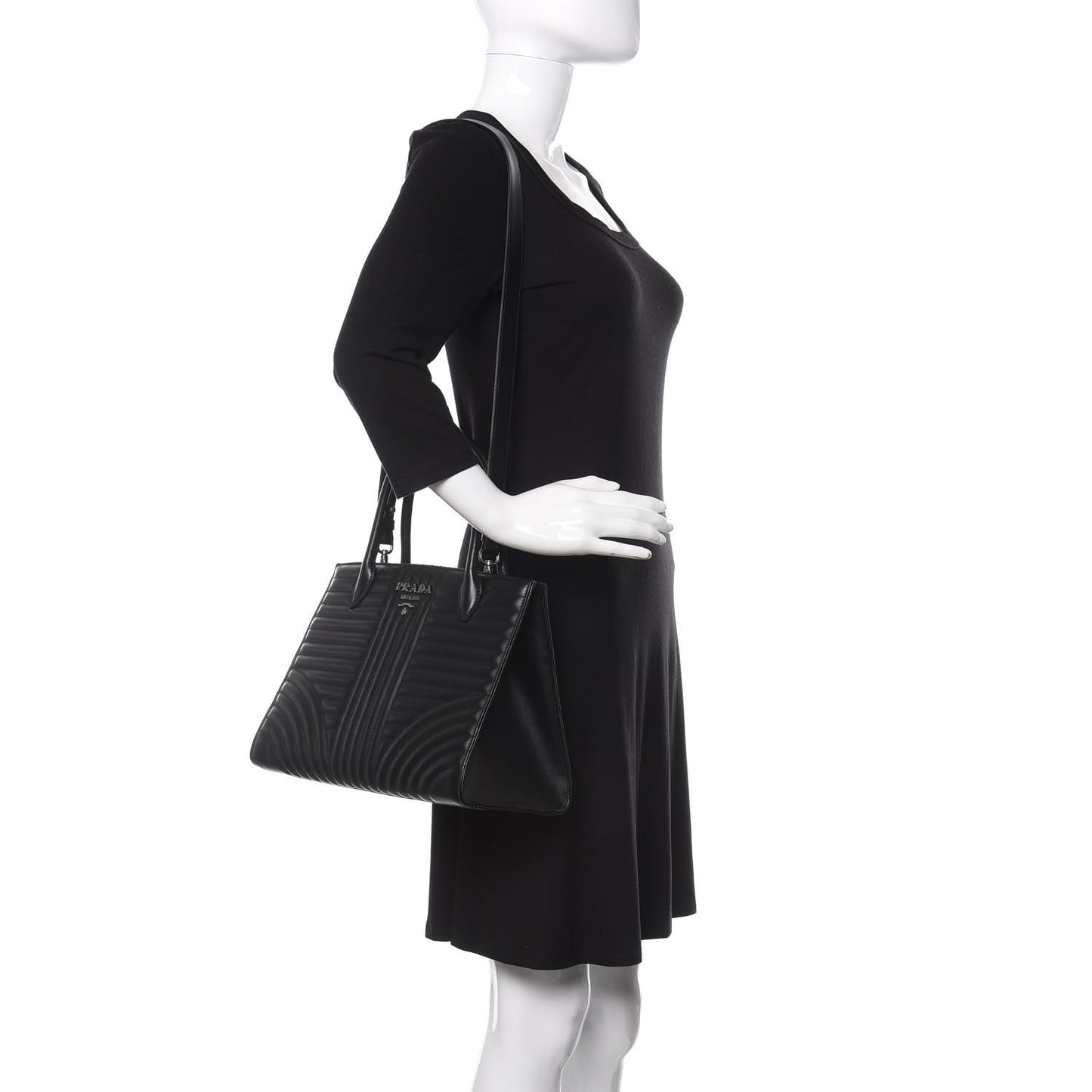 Soft Calfskin Impunture Diagramme Tote Black