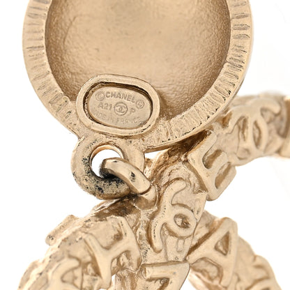 Chanel Crystal CC Drop Logo Earrings Gold 4 of 5