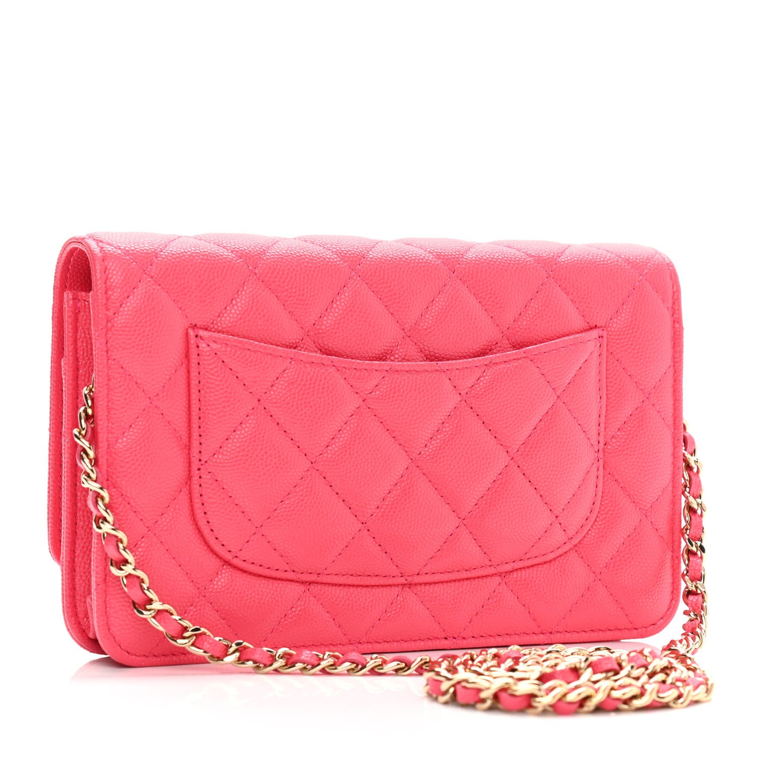 Chanel Caviar Quilted French New Wave Chain CC Wallet On Chain WOC Pink 3 of 12