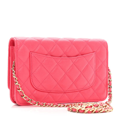 Chanel Caviar Quilted French New Wave Chain CC Wallet On Chain WOC Pink 3 of 12