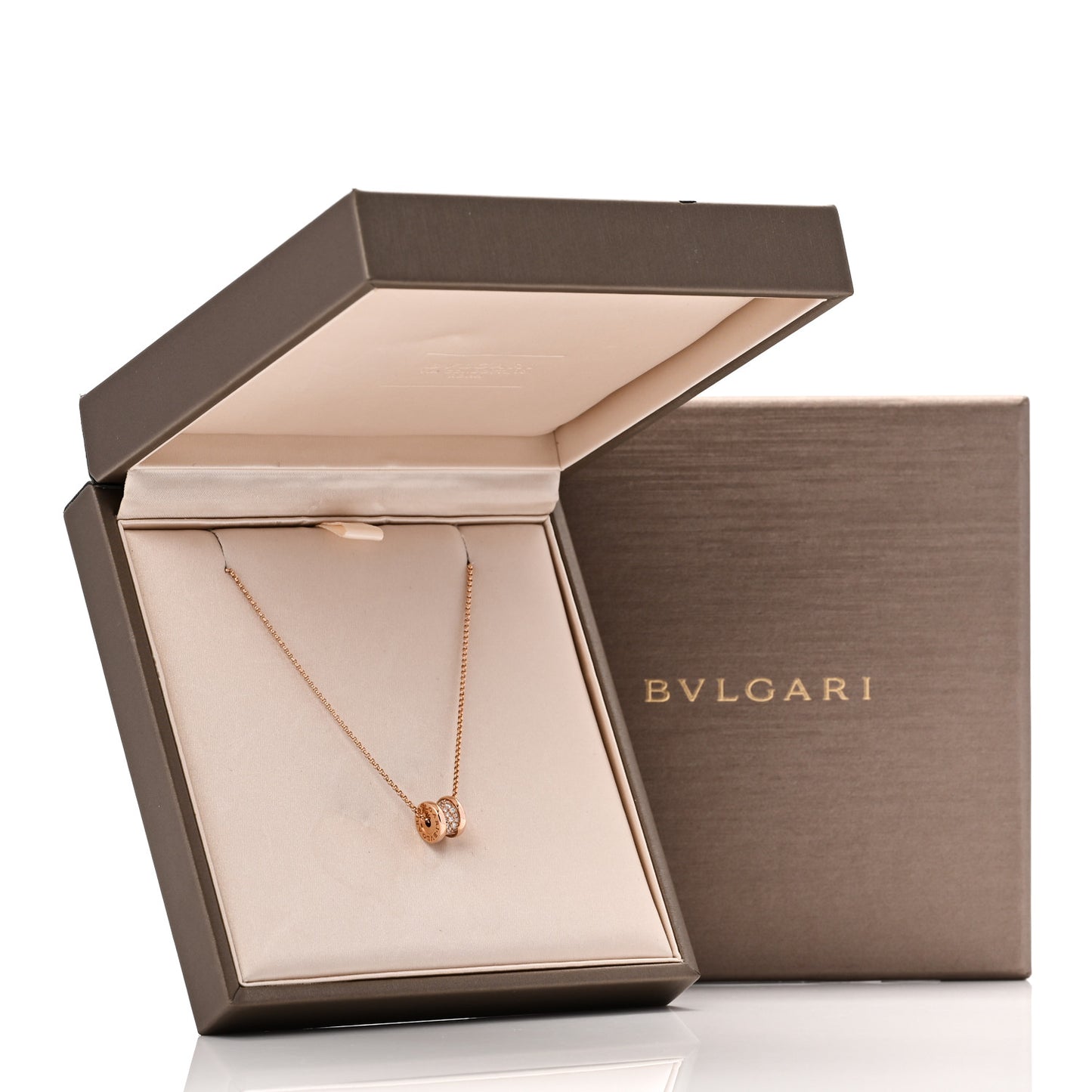 18K Rose Gold Diamond Small B.Zero1 Pave Pendant Necklace