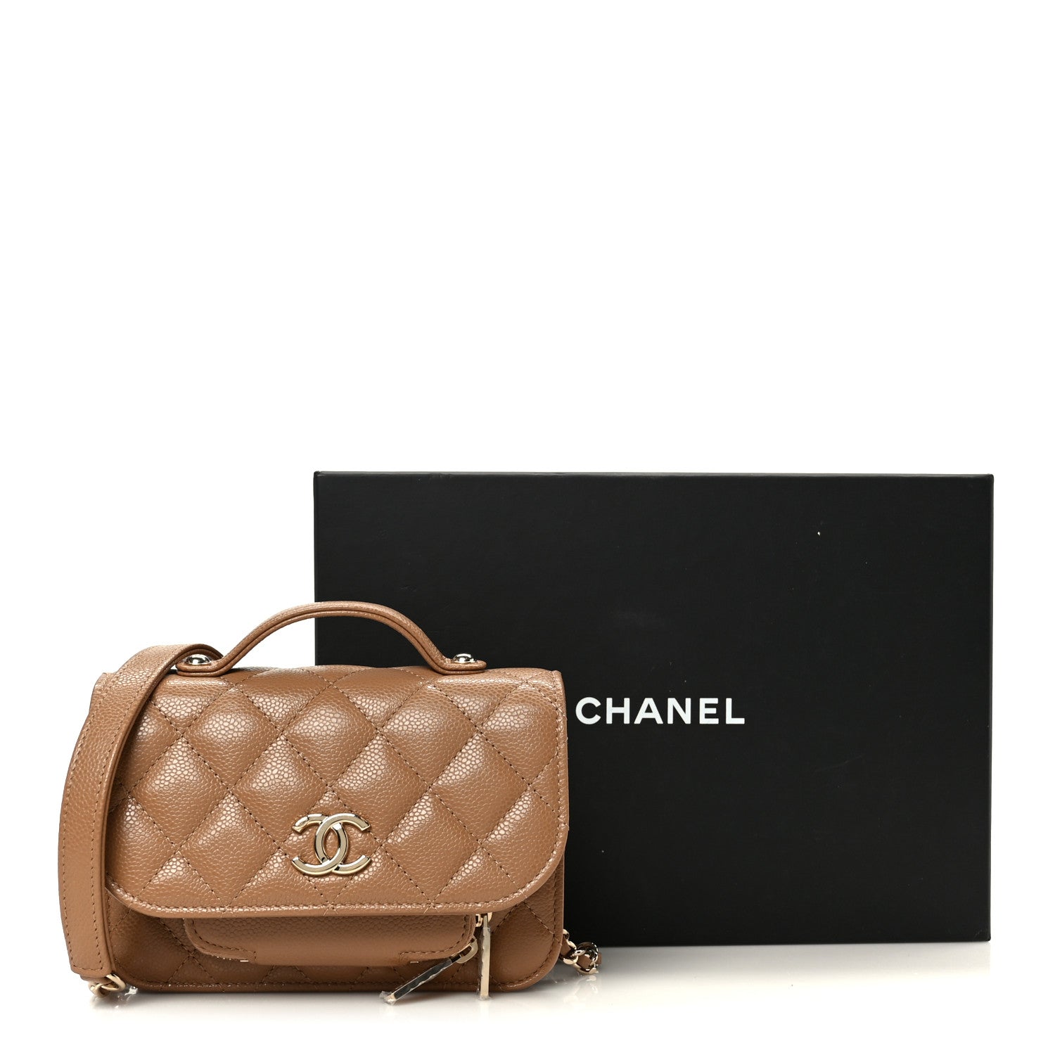 Chanel Caviar Quilted Business Affinity Clutch With Chain Flap Camel 11 of 11