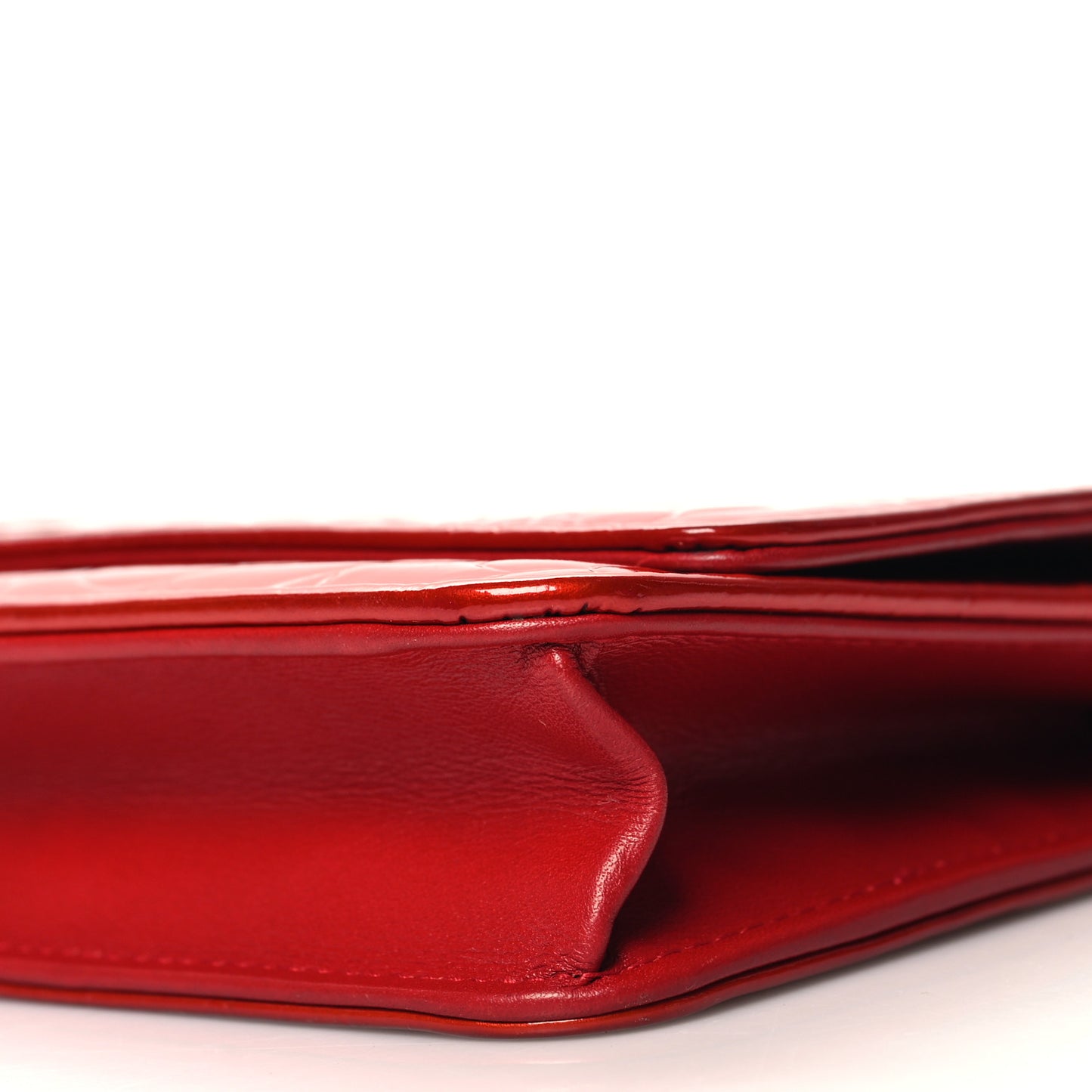 Patent Camellia Embossed Wallet On Chain WOC Red