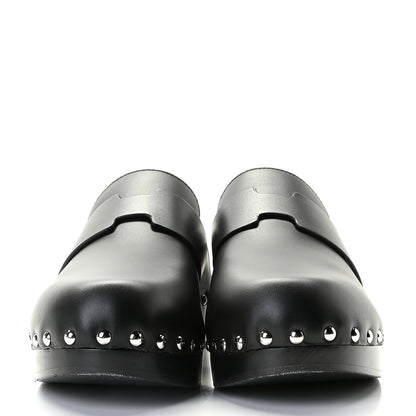 Hermes Calfskin Calya Mules 38 Black 2 of 13