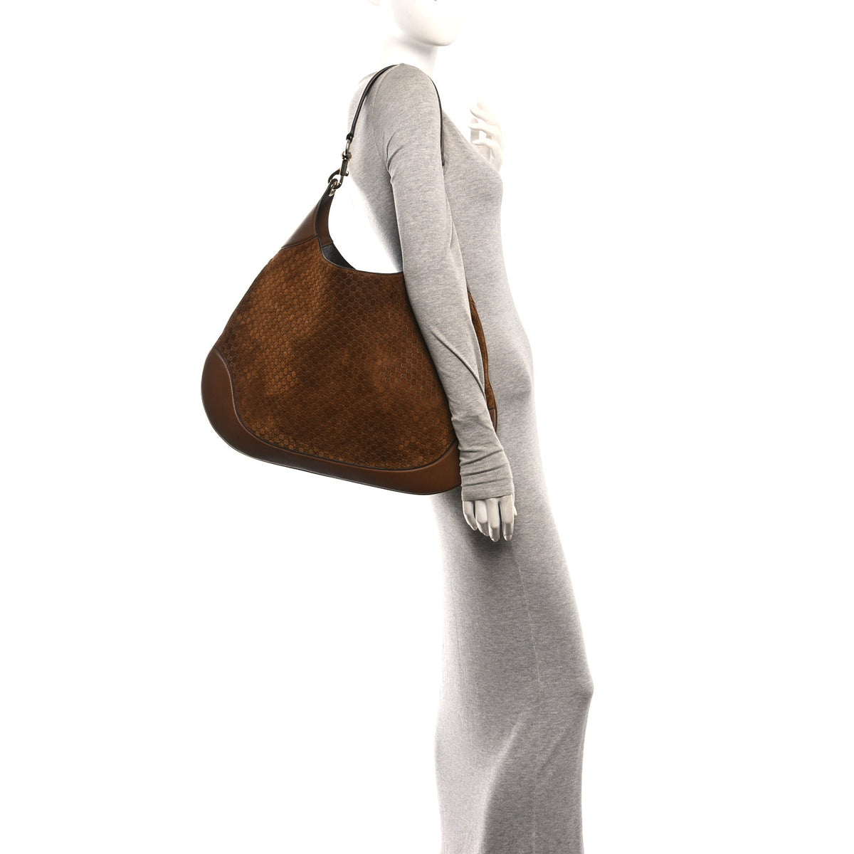 GG Suede B Large Shoulder Bag Brown