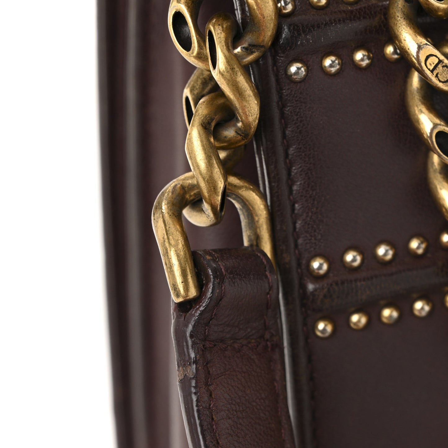 Lambskin Studded Medium Diorama Flap Bag Burgundy