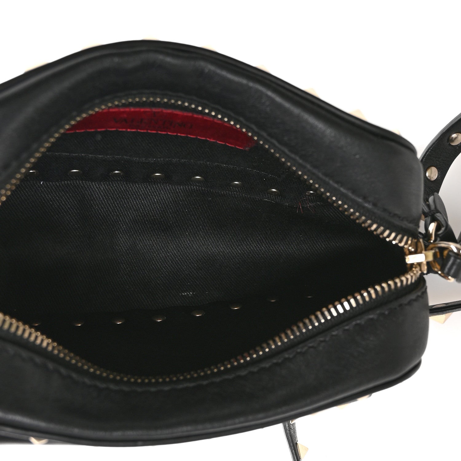 Valentino Garavani Grained Calfskin Small Rockstud Flap Pocket Camera Crossbody Bag Black 5 of 9