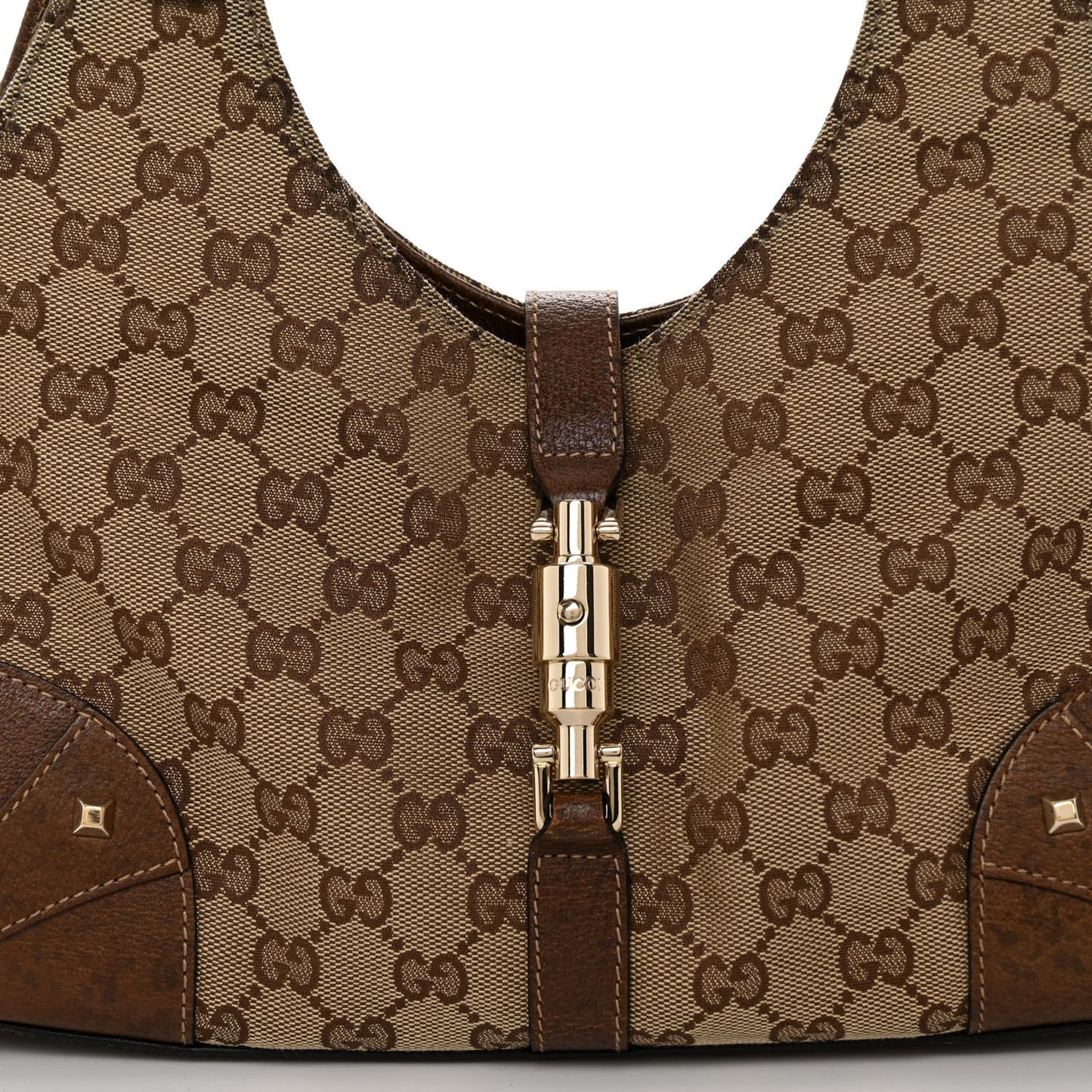 Monogram Calfskin Large Bardot Shoulder Bag Brown