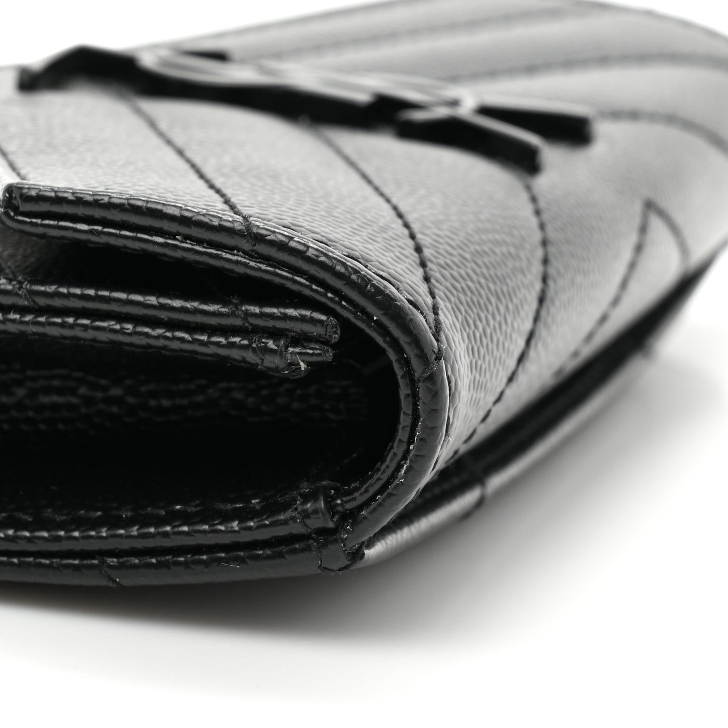 Grain De Poudre Matelasse Chevron Small Monochrome Monogram Envelope Wallet Black