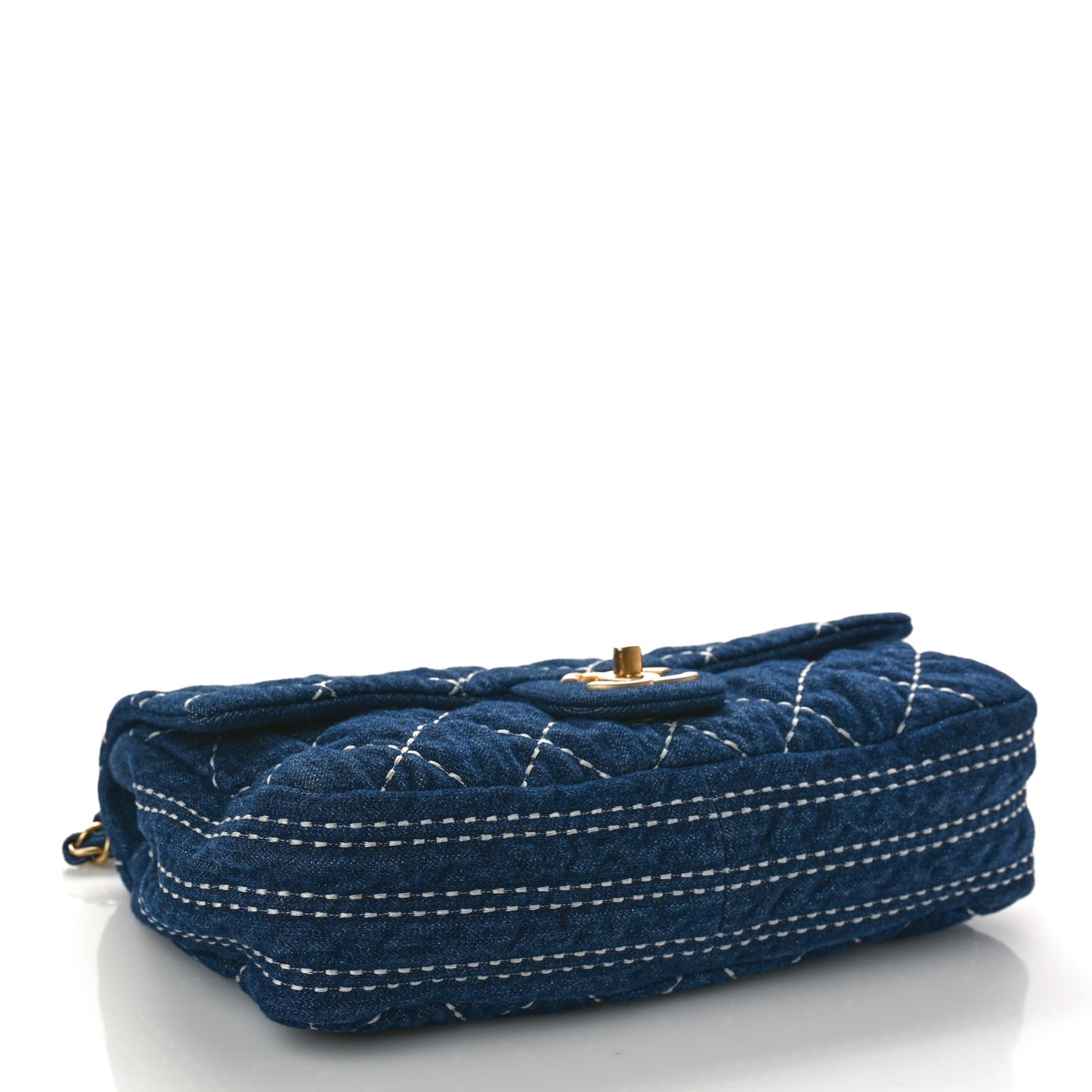 Denim Quilted Medium Denim Trip Single Flap Blue
