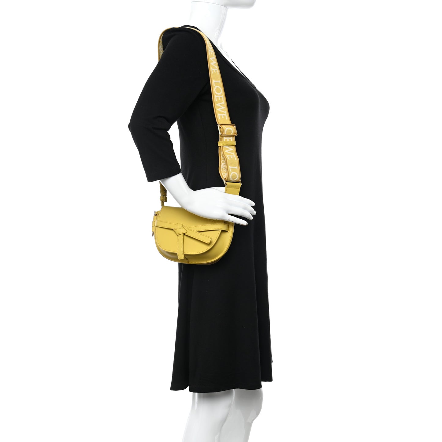 Calfskin Jacquard Mini Gate Dual Bag Dark Yellow