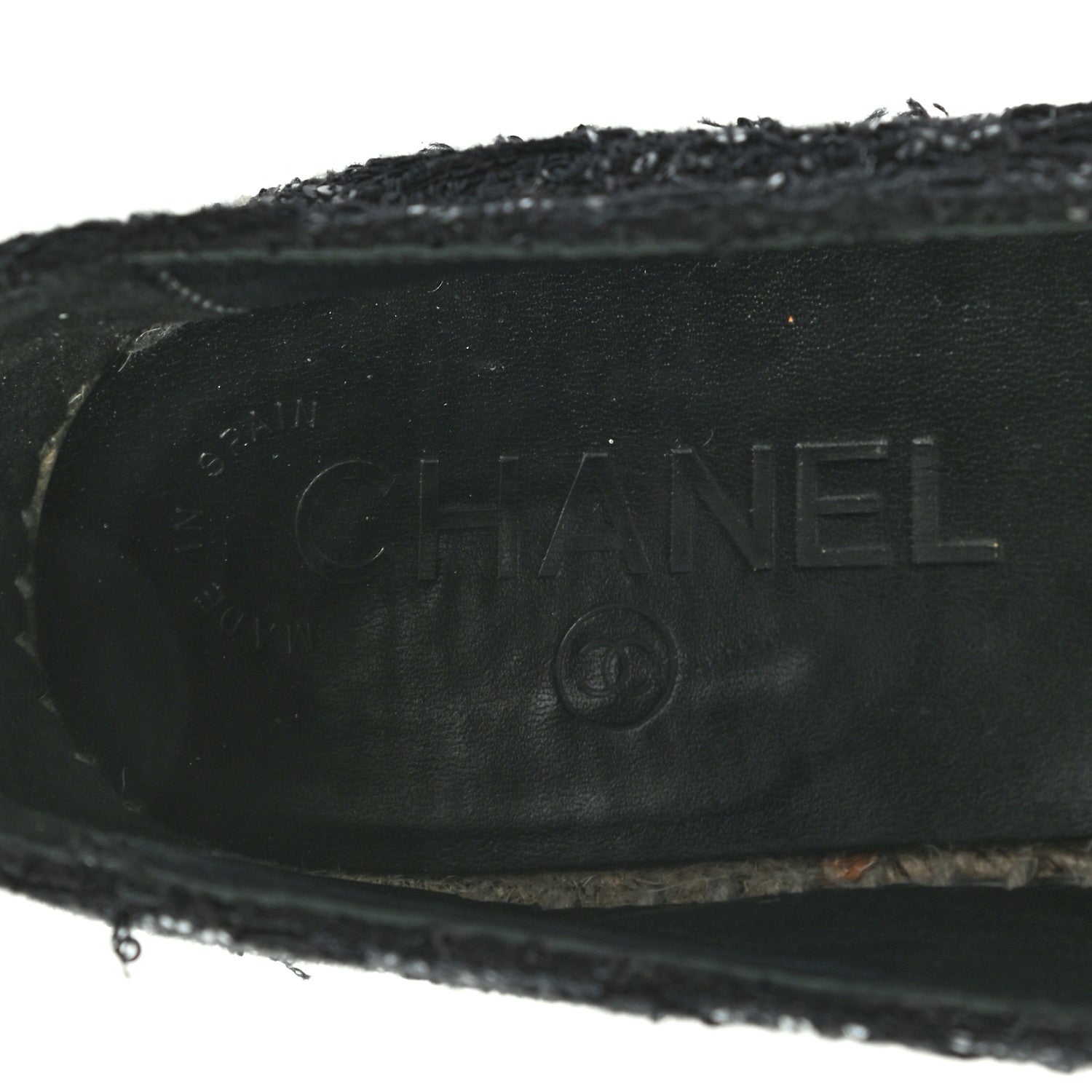 Chanel Tweed Patent Goatskin Sequin CC Espadrilles 36 Black 7 of 10