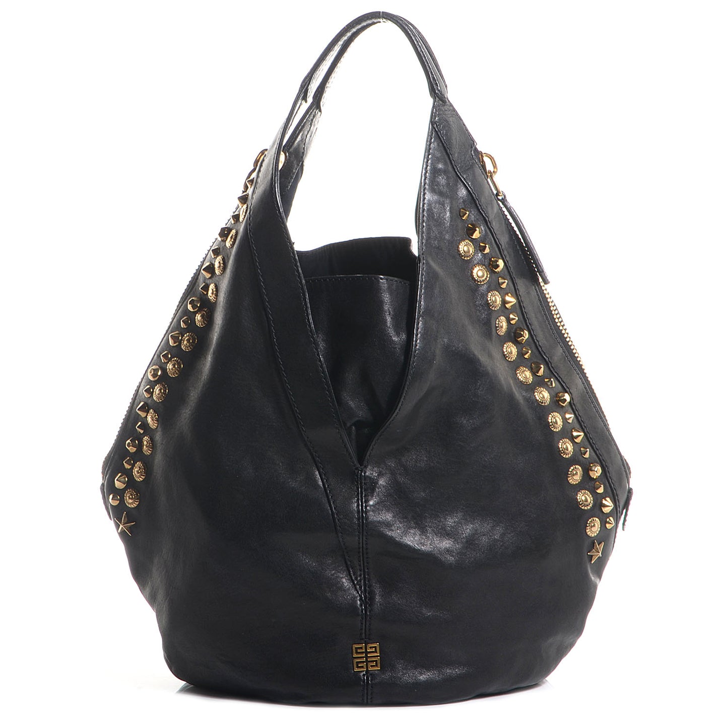 Lambskin Studded Tinhan Hobo Black