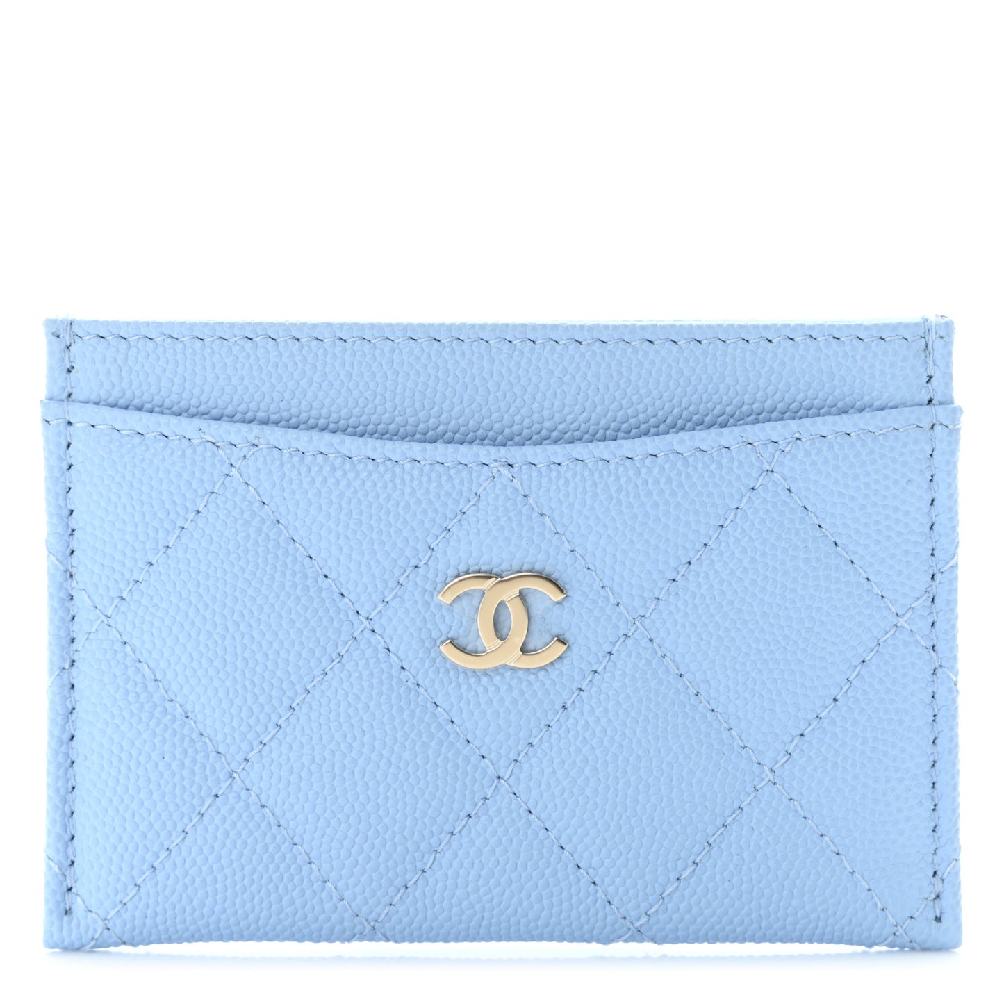 Caviar Quilted Card Holder Light Blue