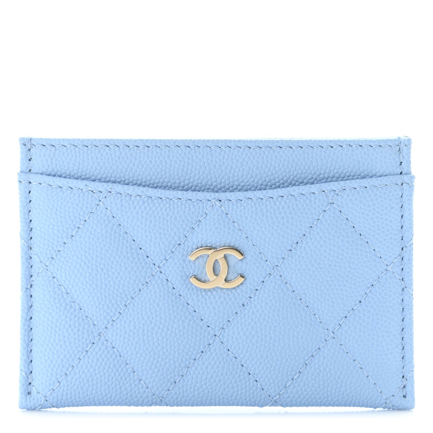 Chanel Caviar Quilted Card Holder Light Blue 1 of 10