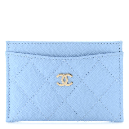 Chanel Caviar Quilted Card Holder Light Blue 1 of 10