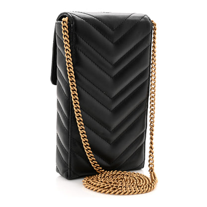 Gucci Calfskin Small GG Marmont Phone Crossbody Bag Black 3 of 10