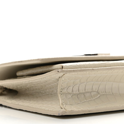 Saint Laurent Calfskin Crocodile Embossed Monogram Sunset Chain Wallet Blanc Vintage 8 of 12