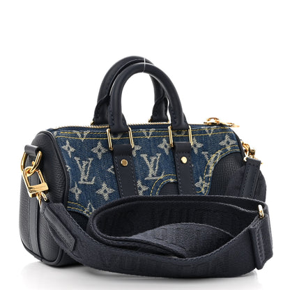 Louis Vuitton Taurillon Monogram Denim Drip Keepall XS Blue 3 of 9