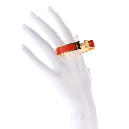 Hermes Enamel Narrow Clic Clac H Bracelet PM Orange 2 of 7