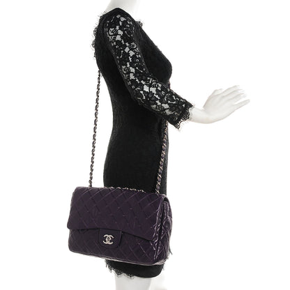 Chanel Lambskin Quilted Jumbo Single Flap Dark Purple 2 of 8
