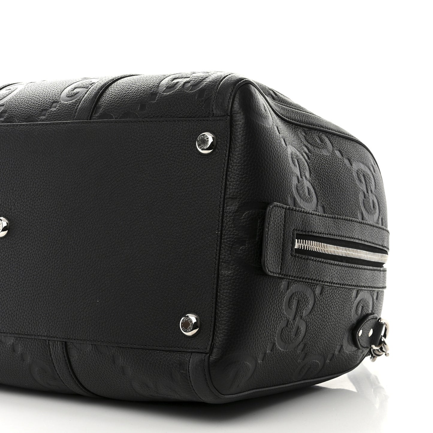 Piuma Calfskin Jumbo GG Embossed Large Duffle Bag Black