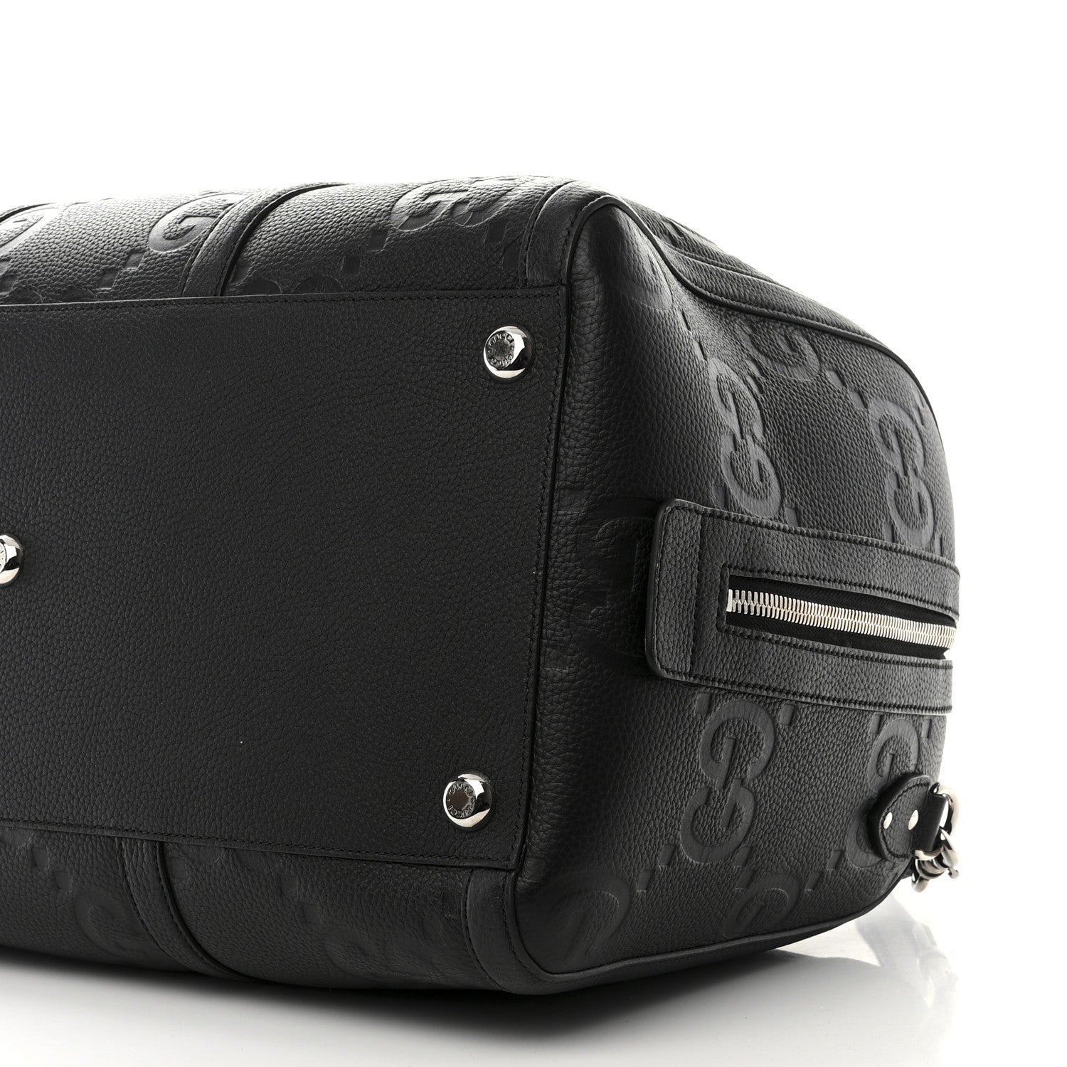 Gucci Piuma Calfskin Jumbo GG Embossed Large Duffle Bag Black 10 of 10