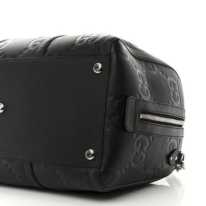Gucci Piuma Calfskin Jumbo GG Embossed Large Duffle Bag Black 10 of 10