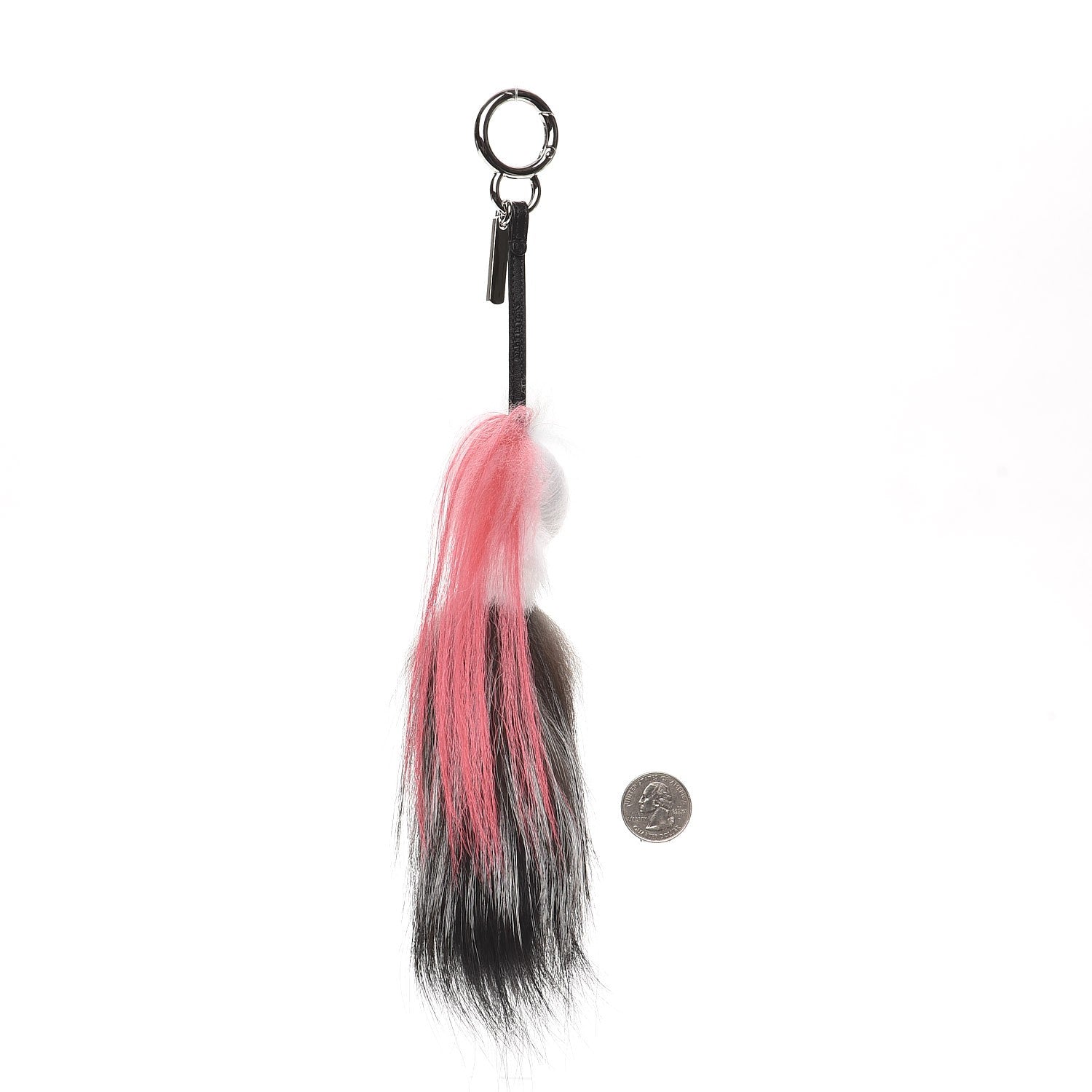 Fendi Mink Fox Goat Fur Mini Karlito Bag Charm Pink 2 of 4