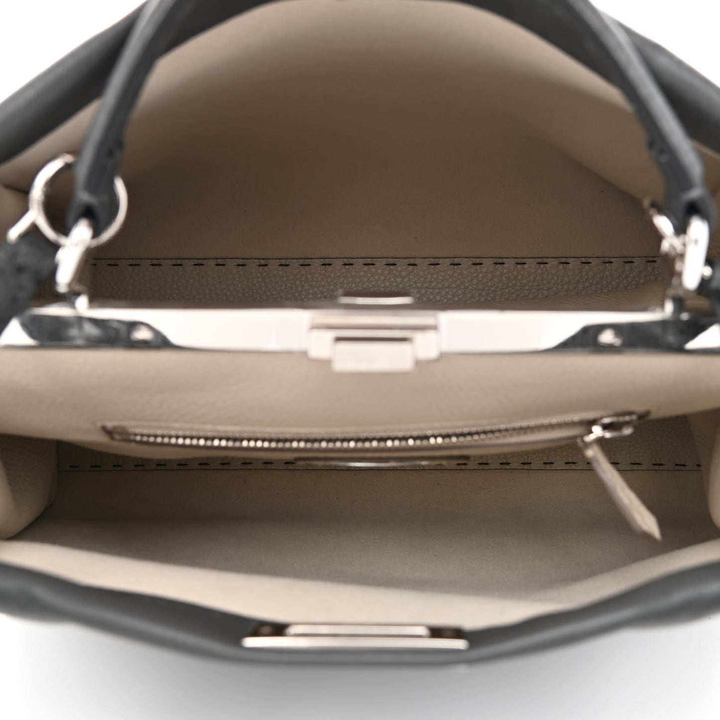Cuoio Romano Selleria Bi-Color Large Peekaboo Iconic Satchel Asfalto Latte