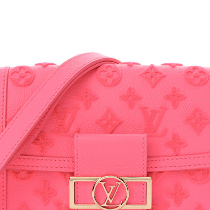 Louis Vuitton Grained Calfskin Tufted Monogram Mini Dauphine Fluo Pink 8 of 10