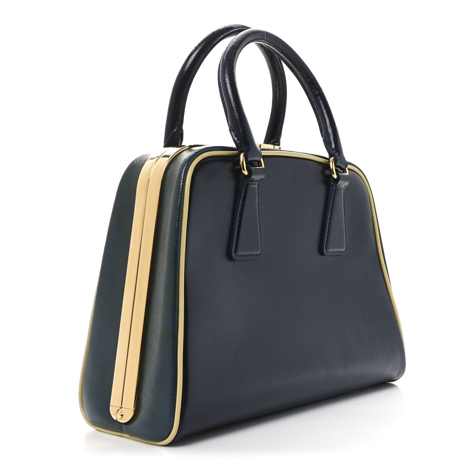Prada Saffiano Vernice Pyramid Bag Royal Azzurr 3 of 9